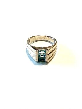 Sterling Silver 925 Three Blue Stone Ring - Women's Jewelry Size 6.25
